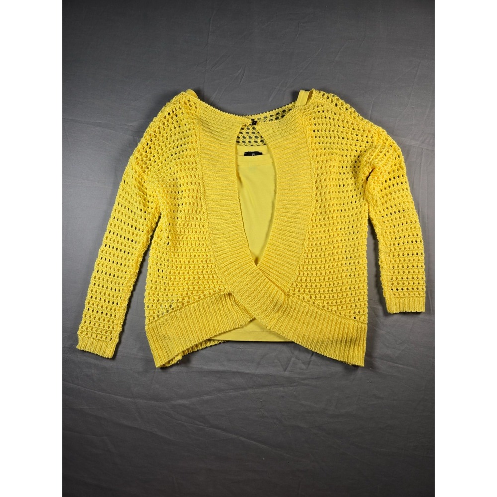 Marble Yellow Knit Sweater & Tank Set Women's Size XS 3/4 Sleeve Cotton